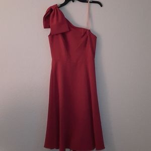 Gal Meets Glam Red One-Shoulder Bow Midi Dress